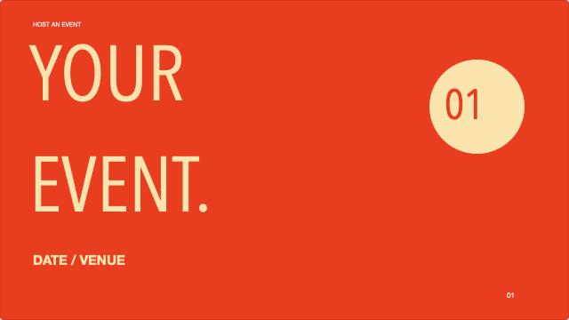 MoSlide event template, with Avenir Next Condensed typography