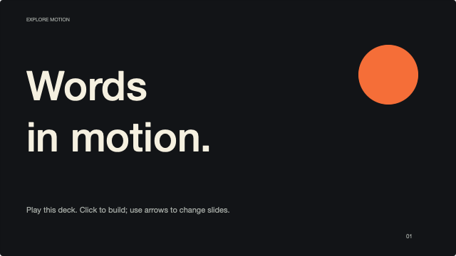 Words in motion slide