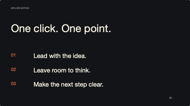 One click, one point slide